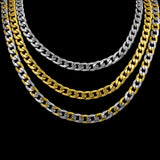 Stylish 6mm & 8mm &10mm Mixed Color & Gold & Steel Color Long Necklace Side Cross Stripe DIY Matching Chain