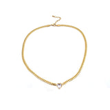 Classy Gold - Chain Necklace with Sparkling Diamond - like Accent - Customize only