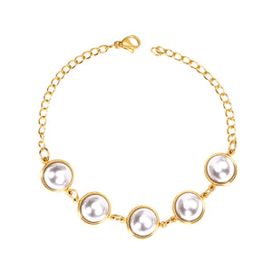 Golden White Pearl Bracelet 20cm