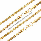 ASON 10pcs/bulk long necklace collar 3mm*45cm & 4mm*45cm twisted matching chain steel color & gold color stainless steel necklace wholesale