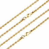 ASON 10pcs/bulk long necklace collar 3mm*45cm & 4mm*45cm twisted matching chain steel color & gold color stainless steel necklace wholesale