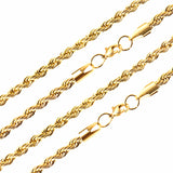 ASON 10pcs/bulk long necklace collar 3mm*45cm & 4mm*45cm twisted matching chain steel color & gold color stainless steel necklace wholesale