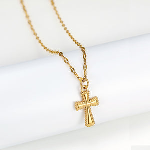 Classic Gold - toned Cross - pendant Chain Necklace - Customize only