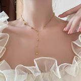 Dainty Gold - toned Beaded Chain Necklace - Customize only