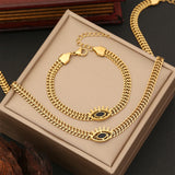 Stylish Gold - toned Evil - eye Jewelry Set (Necklace and Bracelet) - Customize only