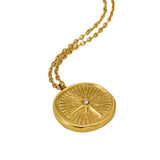 Stylish Gold - Plated Sunburst - design Pendant Necklace - Customize only