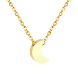 Rose Gold & Gold & Steel Color Glossy Curved Moon Pendant Necklace