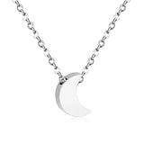 Rose Gold & Gold & Steel Color Glossy Curved Moon Pendant Necklace