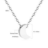 Rose Gold & Gold & Steel Color Glossy Curved Moon Pendant Necklace