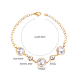 Golden White Pearls with Diamonds Bracelet 20cm