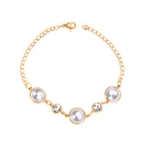 Golden White Pearls with Diamonds Bracelet 20cm