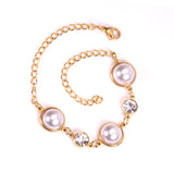 Golden White Pearls with Diamonds Bracelet 20cm