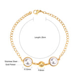 Gold White Pearls with Steel Beads Bracelet 20cm