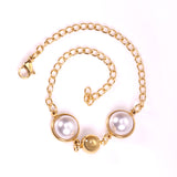 Gold White Pearls with Steel Beads Bracelet 20cm