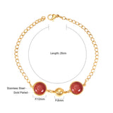 Golden Deep Red Chrysoberyl Bracelet with Steel Beads 20cm