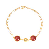 Golden Deep Red Chrysoberyl Bracelet with Steel Beads 20cm