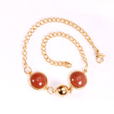 Golden Deep Red Chrysoberyl Bracelet with Steel Beads 20cm