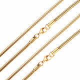 ASON 10pcs/bulk long necklace collar 2mm*45cm & 3mm*45cm round snake with chain steel color & gold color stainless steel necklace wholesale