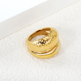 PVD plating process 18k gold stainless steel double layer hammered glossy ring stainless steel ring