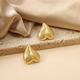 Inverted Peach Heart Pitted Face Earrings 19.7*21mm