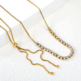 26pcs 3mm round white diamonds bunch necklace 1.2mm*74cm gold color