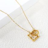 Irregular square round clasp pendant necklace 45+5cm gold color