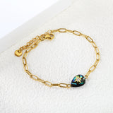 9.3*13mm Teardrop Abalone Shell with Octopus White Diamonds Bracelet 0.8mm*17+3cm+6mm Round Plaque GOLDEN