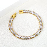 5.6*2.5mm rectangle white/black/purple/blue/pink diamonds clasp bracelet 18cm steel & gold color