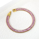 5.6*2.5mm rectangle white/black/purple/blue/pink diamonds clasp bracelet 18cm steel & gold color