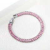 5.6*2.5mm rectangle white/black/purple/blue/pink diamonds clasp bracelet 18cm steel & gold color