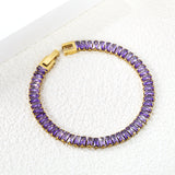 5.6*2.5mm rectangle white/black/purple/blue/pink diamonds clasp bracelet 18cm steel & gold color