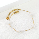 4pcs 5.8*4.6mm Freshwater Jane + Bead Chain Bracelet 17+3cm Golden