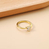 Cast 3 Prong Band & Clear Heart Diamond Ring