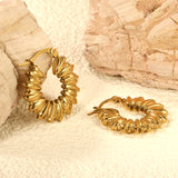 Circle earrings with pattern earrings 3.6*7.4*23.3mm gold color