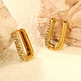 U-shaped earrings with white diamonds 12.7*20mm gold color