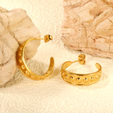 C-shaped earrings with bulging face 7.5*25mm gold color