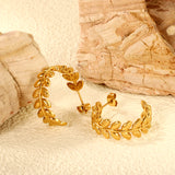 C-shaped leaf earrings 1.8*W9*H26.4mm gold color