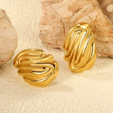 Shaped Textured Stud Earrings 21.5*29.5mm Goldtone