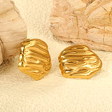 Textured shaped stud earrings 23*22mm gold color