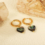 2.5*12.2mm inner diameter circle+12.2*11.5mm heart-shaped abalone shell earrings Gold color