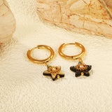 2.5*12.2mm circle +13.2mm star-shaped abalone shell with eyes white diamond earrings gold color