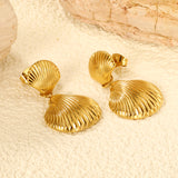 11.3*10.8mm Small Shell+17.6mm Large Shell Stud Earrings Gold Color