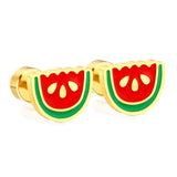 Screw plug 0.8*8mm needle watermelon with mixed color drop earrings 8*6mm gold color