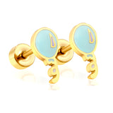 Screw plug 0.8*8mm pin balloon with blue drop earrings 4.7*9mm gold color