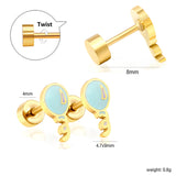 Screw plug 0.8*8mm pin balloon with blue drop earrings 4.7*9mm gold color