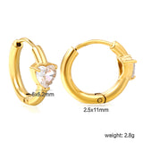 6*6.2mm heart-shaped three-claw white zirconium ear clips 2.5*inner diameter 11mm steel color gold color