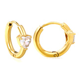 6*6.2mm heart-shaped three-claw white zirconium ear clips 2.5*inner diameter 11mm steel color gold color