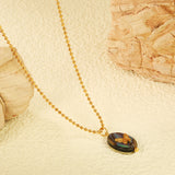 10.4*14.3mm Oval Abalone Shell with Butterfly Pendant Necklace 1.5mm*45+5cm+6mm Round Plaque Gold Color