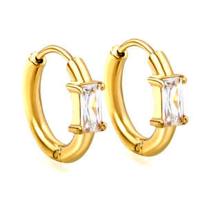 4.4*6.3mm rectangle four claw white zirconium earring clasp 2.5*inner diameter 11mm steel color gold color