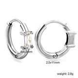 4.4*6.3mm rectangle four claw white zirconium earring clasp 2.5*inner diameter 11mm steel color gold color